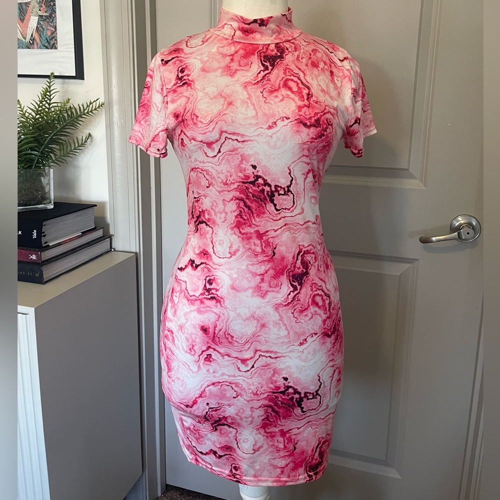 MISSYEMPIRE Pink Tie-Dye Mini Dress
